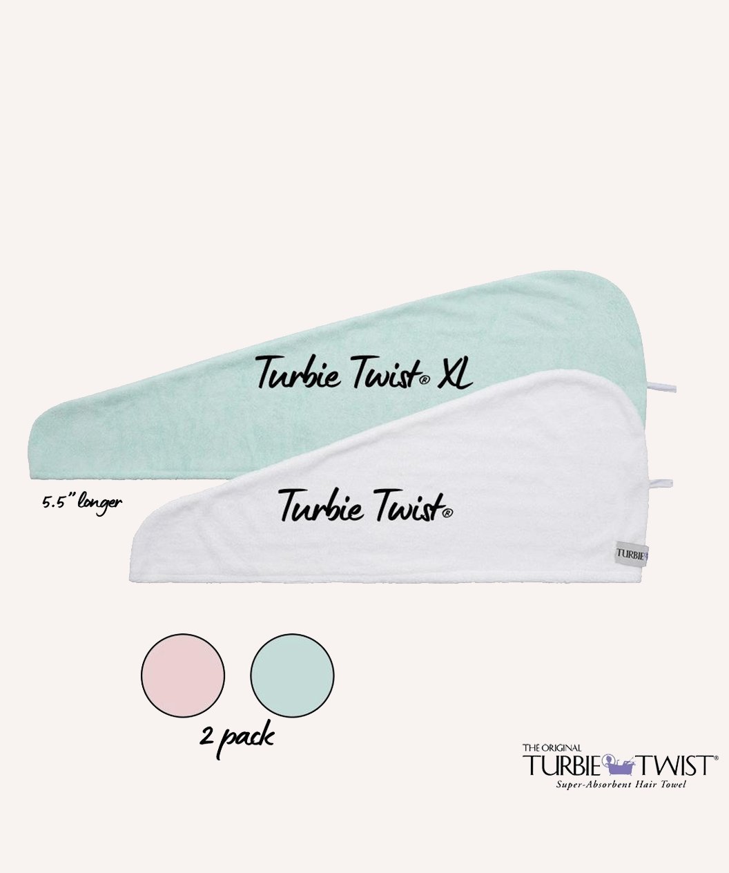 Turbie Twist Microfiber Super Absorbent Hair Towel, Pink